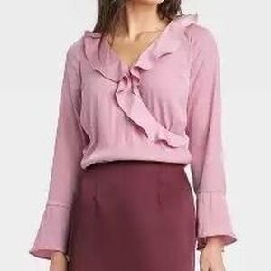 A New Day Size Large Pink Ruffle Blouse (NWT)